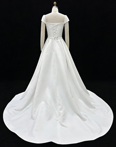 Nuevo Vestido <span class=keywords><strong>de</strong></span> <span class=keywords><strong>Novia</strong></span> <span class=keywords><strong>de</strong></span> Satén 2026, Clásico, Elegante, con Espalda Descubierta, Estilo Sirena, Largo hasta el Suelo, <span class=keywords><strong>para</strong></span> <span class=keywords><strong>Boda</strong></span> <span class=keywords><strong>Civil</strong></span> - Product Image 5