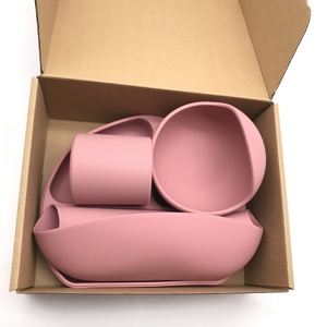 Assiettes en Silicone pour enfants, ensembles d'assiettes pour bébé, plat d'alimentation pour bébé, aspiration vaisselle en Silicone, bol avec cuillère - Product Image 6