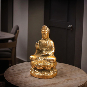 รูปปั้นทองสั<span class=keywords><strong>ม</strong></span>ฤทธิ์และทองเหลืองของพระโพธิสัตว์เจ้าแม่<span class=keywords><strong>กวน</strong></span><span class=keywords><strong>อิ</strong></span><span class=keywords><strong>ม</strong></span>นั่งอยู่<span class=keywords><strong>บน</strong></span>บัลลังก์ดอกบัวรูปปั้นทางศาสนาที่กำหนดเองของเทพเจ้าและพระพุทธรูป - Product Image 2