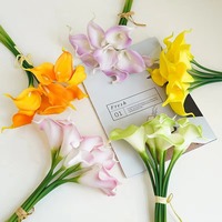 Bouquet de mariée beauté PU blanc vraie touche fleur artificielle Mini Calla Lily pour la décoration de jardin à la maison