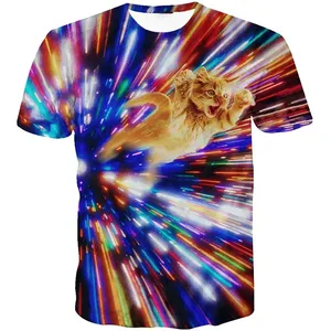Fitspi estate 3d T-shirt stampate su misura per gli uomini donne divertenti Galaxy gatti stampa grafica T-shirt Casual a maniche corte T-shirt a girocollo - Product Image 3
