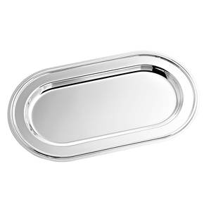 Plateau décoratif ovale 160x290mm style vintage en acier inoxydable, plastique, métal, verre - pour la maison et la restauration - Product Image 1