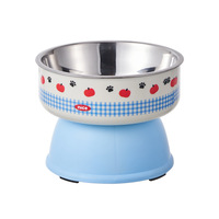 Gamelle surélevée amovible en acier inoxydable pour chat, support de cou anti-encrassement pour l'alimentation des chats et petits chiens.