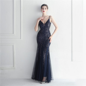 19865 #   Abito <span class=keywords><strong>da</strong></span> Sera Lungo con Paillettes e Spalline Sottili, Sexy ed Elegante per Cerimonie e Celebrità - Product Image 3