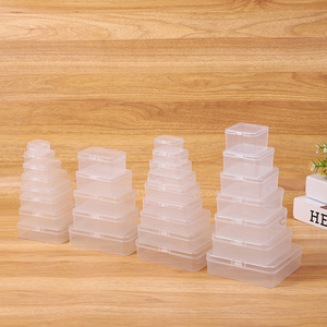 <b>Square</b> Transparent Plastic Storage Box <b>Set</b> Small Jewelry Earplug Spare Parts Organizer Desktop Container Stackable Clear Bins - Product Image 1