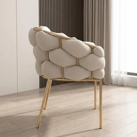 Chaise de coiffeuse moderne pour la maison, design minimaliste avec dossier, motif pétale, en coton et métal, idéale pour les salons de manucure et les chambres de filles