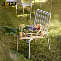 Chaise de café moderne en fer multicolore pour extérieur, patio, jardin, salle à manger, école, parc, villa, cour, empilable
