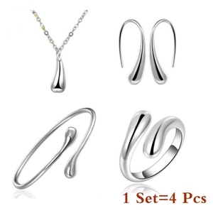 Boucles d'oreilles tendance en laiton en forme de goutte d'eau, plaqué or 18 carats, ensemble de bijoux en zircon pour femme, idéal pour fiançailles et anniversaire - Vente en gros usine - Product Image 6
