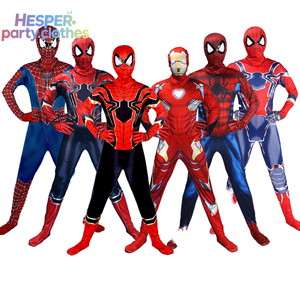 HESPER Vente en gros usine Costumes de personnages de films d'Halloween Masque de super-héros Spider-Man Combinaison pour adultes en tissu soie de lait - Product Image 1