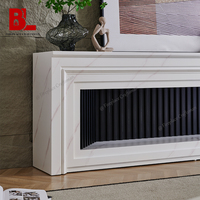 Meuble TV en marbre 391S en promotion, style moderne pour salon, unité TV en MDF avec cheminée intégrée