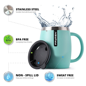 FAYREN-tazas aislantes duraderas y a prueba de óxido, tazas de metal <span class=keywords><strong>gratis</strong></span> para café, té, con mango, 2021 - Product Image 6