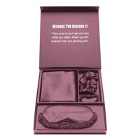 Ensemble Cadeau Luxe 3 Pièces Personnalisable avec Logo : Taie d'Oreiller en Satin, Masque de Sommeil et Chouchou Soyeux – Occultant et Réglable pour Femme – Vente en Gros