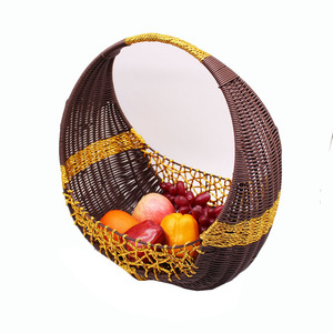 <span class=keywords><strong>Panier</strong></span> de rangement en rotin plastique de haute qualité à prix abordable pour aliments, fruits, pain, avec poignée, idéal pour les cadeaux de <span class=keywords><strong>Noël</strong></span> - Product Image 4