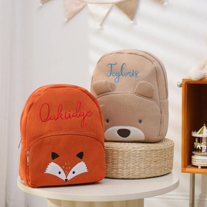 Sac à dos personnalisé pour garçons et filles avec nom brodé, sac à dos en velours côtelé personnalisé pour enfants, fournitures scolaires - Product Image 3