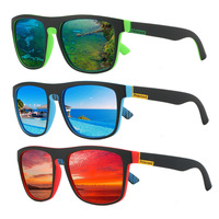Lunettes de soleil de sport polarisées TAC anti-UV, monture carrée en PC avec revêtement miroir, pour hommes, style rétro, pour la conduite en extérieur
