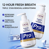 Dentifrice Probiotique en Tube à Presser OEM Marque Privée – Haleine Fraîche 12 Heures, Blanchiment des Dents, Soin Bucco-dentaire, Nettoyage en Profondeur