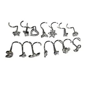 Fashion Fine Piercing Nose Stud 316l Stainless Steel Wholesale Nose Pin Bones Screw Jewelry for Women