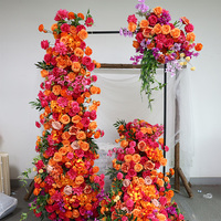 Kunstzijde oranje roze rozen bloemenbogen bruiloft achtergrond voor binnen en buiten feest decoratie