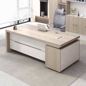 Postazione di Lavoro Direzionale di Lusso a Forma di L con Superficie Curva, Cassetti di Grande Capacità, Mobile Laterale in Legno/<span class=keywords><strong>MFC</strong></span> per Manager e Ufficio - Product Image 5