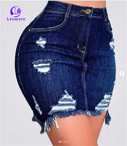 2023 gonne di jeans con nappe strappate a vita alta pacchetto estivo gonna all'anca minigonne corte Sexy per le donne