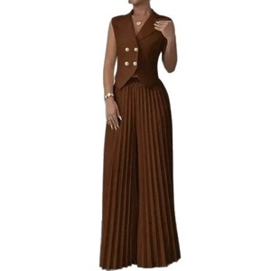 Conjunto de Dos Piezas para Mujer, Chaleco y Pantalones, Color Blanco Sólido, Traje Casual, Tallas SMLXLXXL, Origen Transfronterizo Europa, América, Sudeste Asiático - Product Image 5