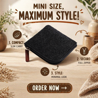 Sac en feutre pour pièces de monnaie, personnalisé avec logo, faible MOQ, fermeture éclair souple, mini, léger, portable, anti-poussière, multi-usages, vente en gros