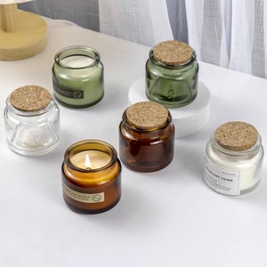 Bougeoirs et lanternes en verre de style <span class=keywords><strong>Yankee</strong></span> de 100ml et 200ml avec couvercles en liège pour la fabrication de bonbons - Product Image 1