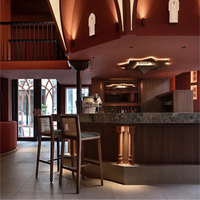 Café-bar élégant à éclairage LED moderne et simple pour café, boutique, présentoir de comptoir pour café, présentation et pâtisserie