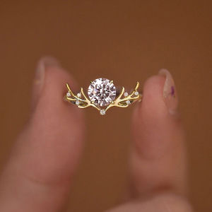 Anello con Cristalli e Corna di Cervo per Donne, Stile Festivo, Elegante, Moda Quotidiana, Accessorio Regalo - Product Image 5