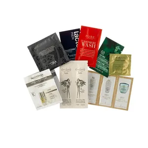 Matte/Glossy Lamination Custom Printed Aluminum Foil Skincare Sample Sachet Pack With Mini Cosmetic Cream Oil Sachet Sample Bags