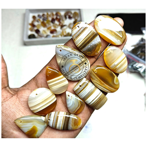 Lote de Cabujones de Ágata Amarilla Banda de Oro 100% Natural de Alta Calidad, Precio al por Mayor, Lote de Cristales de Ágata Amarilla Banda de Oro Hechos a Mano, Precio al por Mayor - Product Image 3