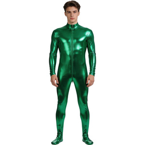 Combinaison intégrale en cuir verni vert Manyusha pour homme, costume Zentai avec étiquette et tags pour spectacle sur scène, taille adulte - Product Image 2