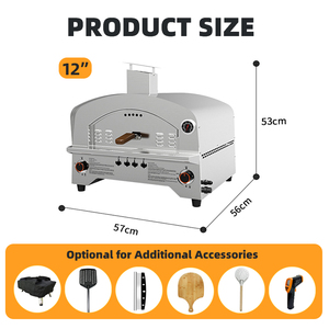 Four à <span class=keywords><strong>pizza</strong></span> professionnel de petite taille pour l'extérieur, en acier inoxydable, 12 pouces, à <span class=keywords><strong>gaz</strong></span> GPL - Product Image 5