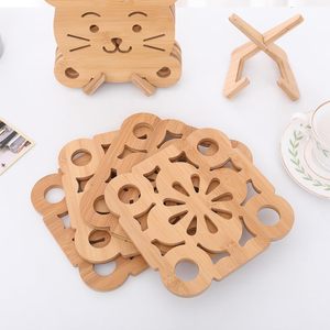 Sous-plats rectangulaires en bambou épais écologiques résistants à la chaleur avec support de rangement vertical gravable au laser - Product Image 4