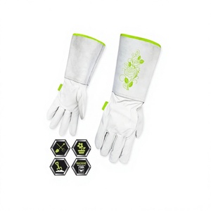 Guantes Unisex Transpirables de Cuero Blanco, Impermeables, con Protección UV, con Estampado Floral en la Muñeca, Recubiertos para Jardinería - Product Image 1