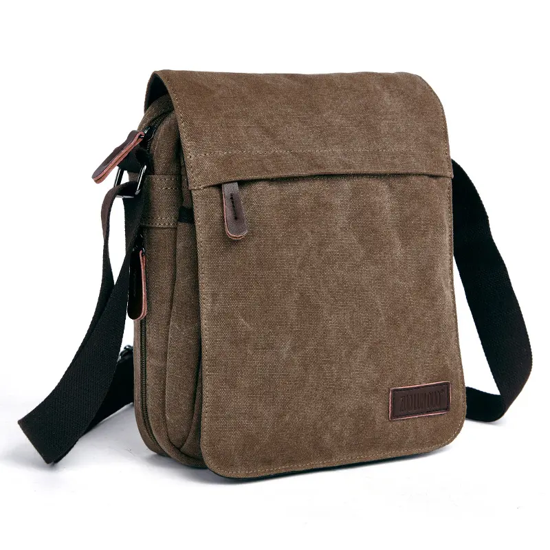 Men Shoulder Bags Vintage Canvas Fashion Zipper Ipad Bag Male Messenger Bags New Casual Handbag Gift for Man 2022