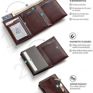กระเป๋าสตางค์อลูมิเนียมแบบป๊อปอัพ ป้องกัน RFID สำหรับใส่บัตรเครดิต  วัสดุหนัง  ลดราคา  ของขวัญส่งเสริมการขายแบบกำหนดเองได้ - Product Image 4