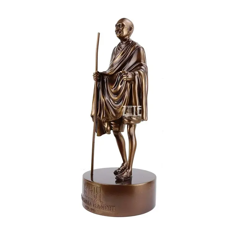 Life size Indian famous brass bronze realistic figure sculpture mahatma gandhi statue