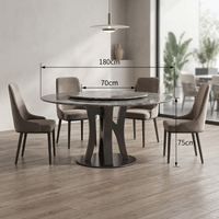 Table à manger moderne de luxe léger en pierre frittée, 6 chaises, fonction rotative convertible, pieds en métal, garantie 5 ans, appartement, hôtel