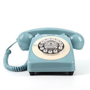 Téléphone sans fil vintage bleu antique avec carte SIM 4G, téléphone <span class=keywords><strong>fixe</strong></span>, décoration ancienne - Product Image 3