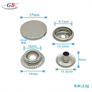 Boutons-pression <span class=keywords><strong>en</strong></span> acier inoxydable de 17 mm d'épaisseur pour vestes et doudounes, finition argent poli, vente <span class=keywords><strong>en</strong></span> gros d'usine - Product Image 4