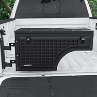 Boîte de rangement tactique en aluminium TACMOLLE pour benne de camion avec accessoires MOLLE et serrure, compatible avec Ford F150 2015-2025 côté conducteur