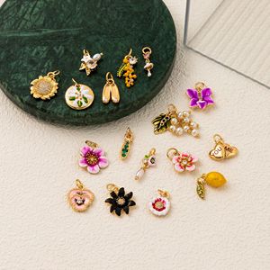 18K vergulde haarspeldjes zomerjuwelen plumeria citroen zonnebloem bedels - Product Image 5
