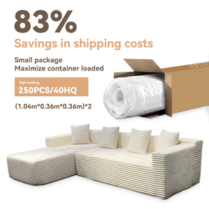 Sofá Comprimido Moderno para Sala de Estar, Mueble de Espuma de Alta Densidad con Moldeado Integrado, Sofá Minimalista de Tela en Caja - Product Image 6