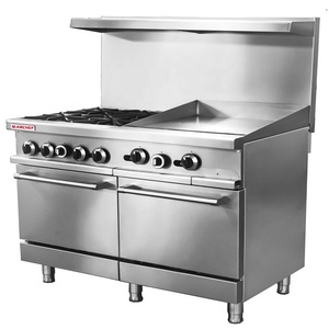 טווח גז מקצועי 4 תנור מבער ו-24 "העליון גריסה שטוחה עם 2 תנור - Product Image 1