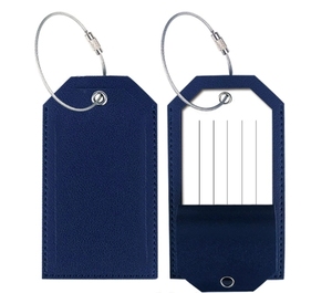 Luggage <b>Tag</b> With Pu Leather Privacy Cover <b>Name</b> Label Stainless Steel Loop for Women Men Bag Suitcase - Product Image 1