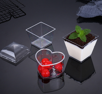 Tasse à mousse en plastique jetable transparente de 115ml tasse à dessert en gelée carrée épaissie pour thé au jus de chocolat-Pack personnalisé