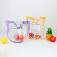 Sac de courses en filet PVC réutilisable promotionnel en gros, étui cosmétique pour la plage et le supermarché, pour légumes et fruits