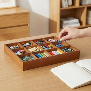 Bandeja de madera personalizada de 3 piezas, bandeja de madera con 12 compartimentos, expositor con rejilla de 12 cuadrículas, bandeja de madera con 12 rejillas. - Product Image 2