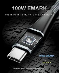 Vente en gros 1m 2m 3m 100W 5A USB3.0 Connecteur Câble Type C USB-C à USB-C Données Charge Rapide Téléphone Câble de Données pour Iphone 15
